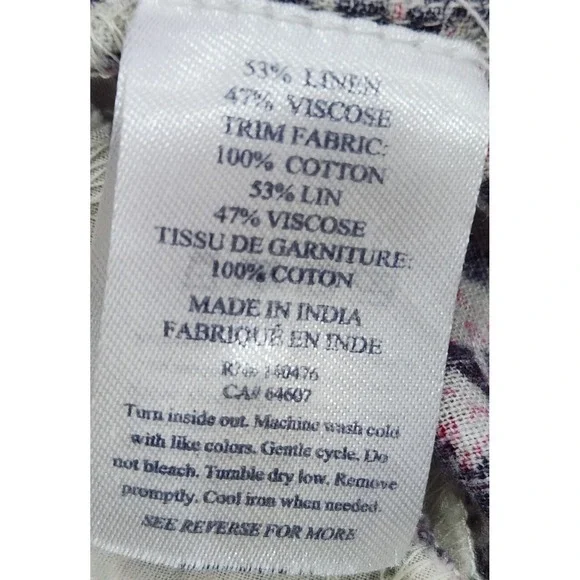 Faherty Womens Linen Blend Floral Pintuck Sleeveless Shift Dress Navy Pink L - Picture 7 of 7